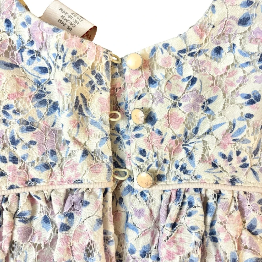Catherine Malandrino Floral Lace‎ Dress Ruffle Sleeve Size 24m